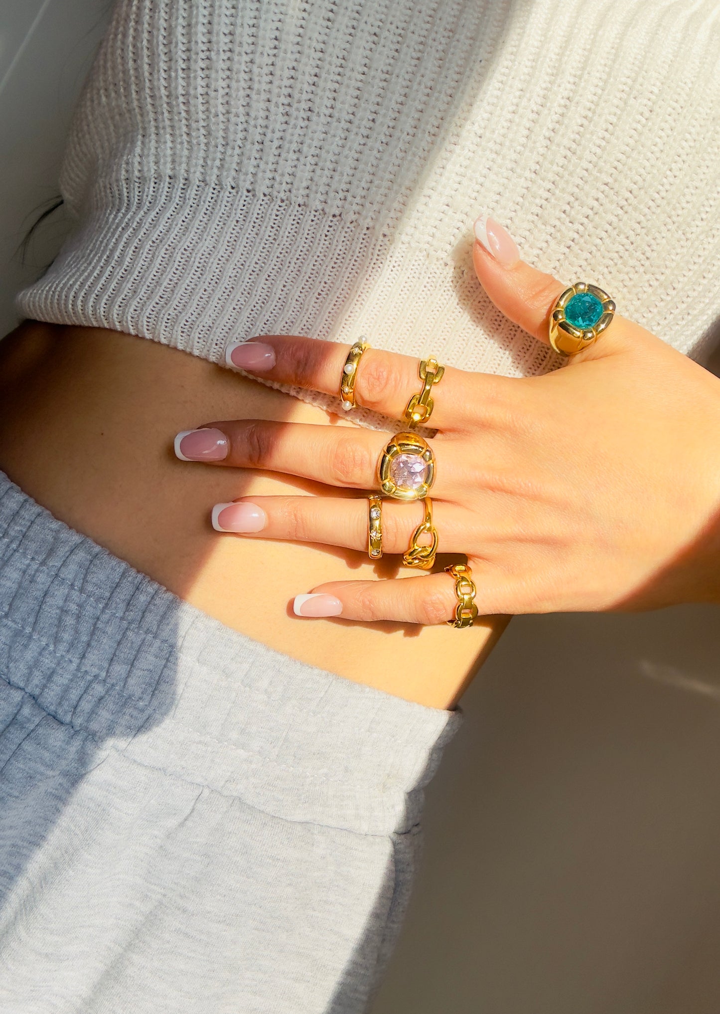 Anillo 3 Eslabones Dorado