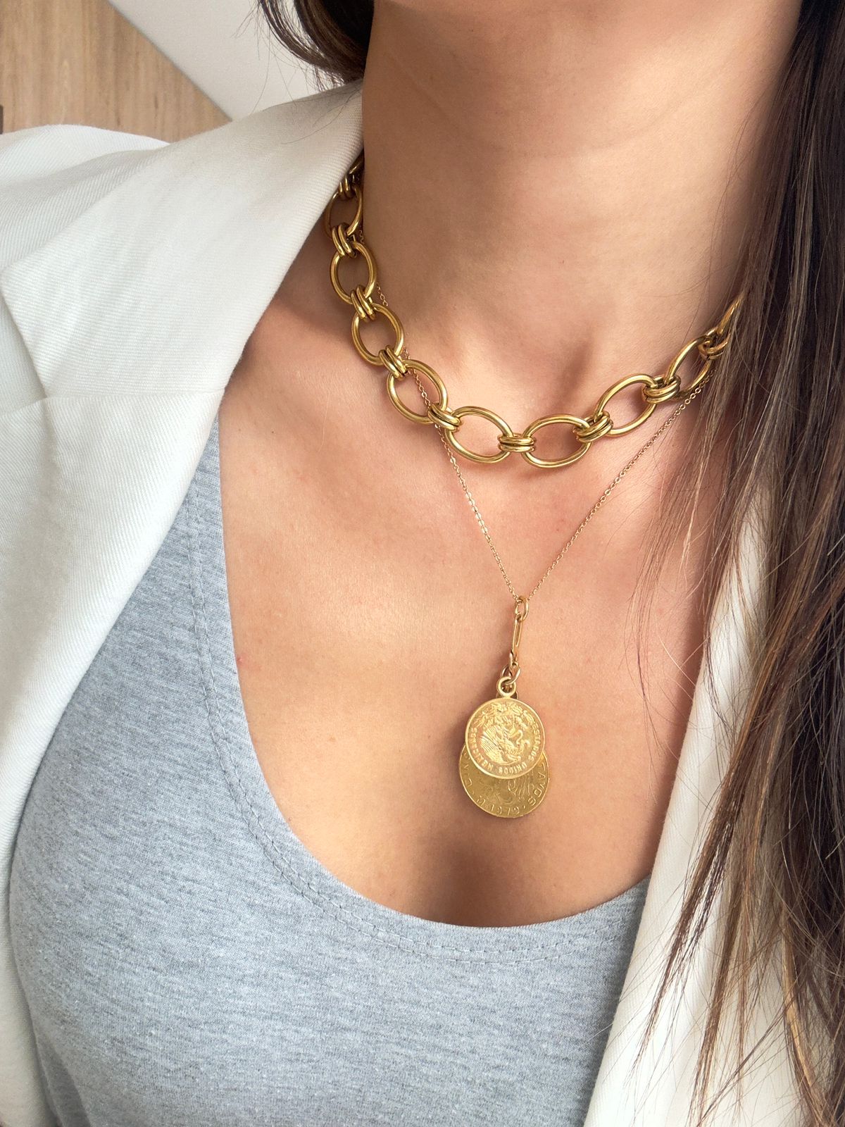 Collar Dos Monedas Sencillo