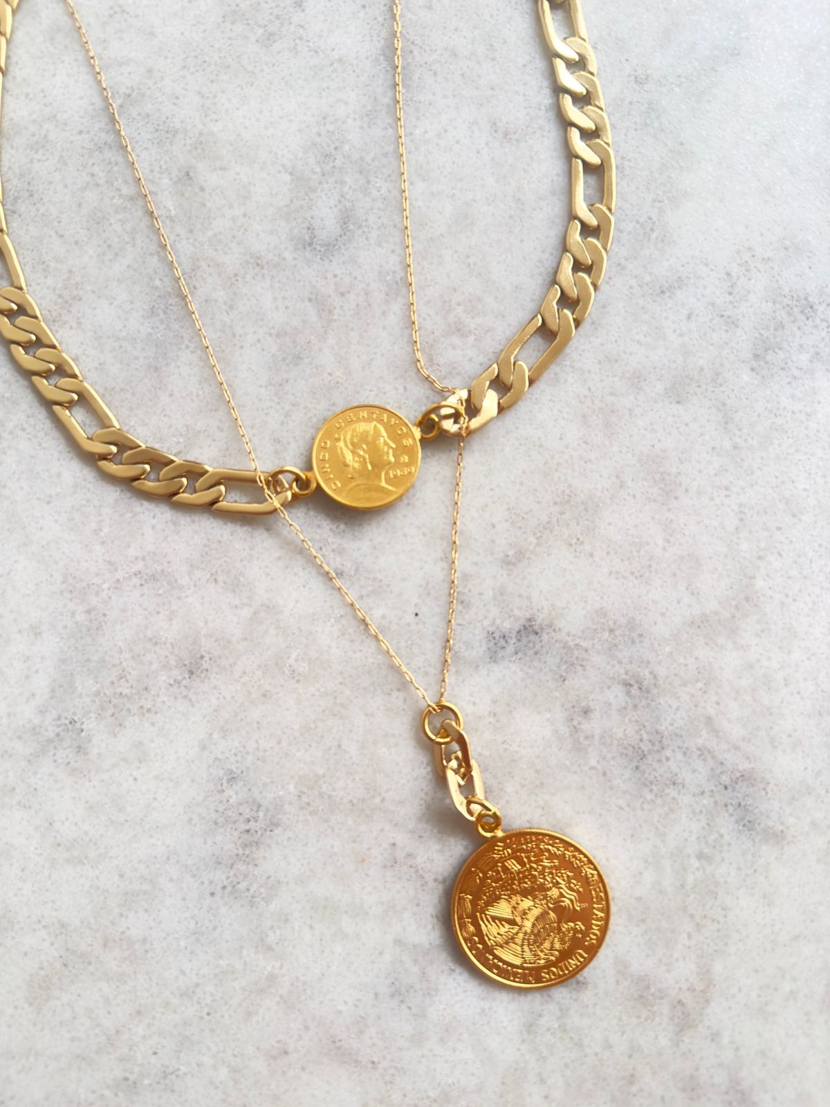 Pack: Choker Moneda Chica + Collar Dos Monedas Sencillo Largo