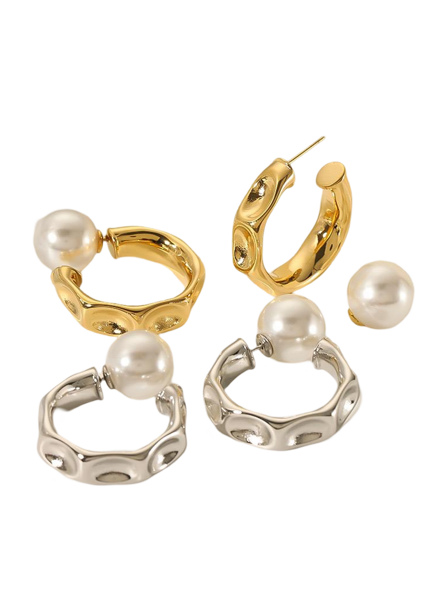 Big hoop Perla plateado