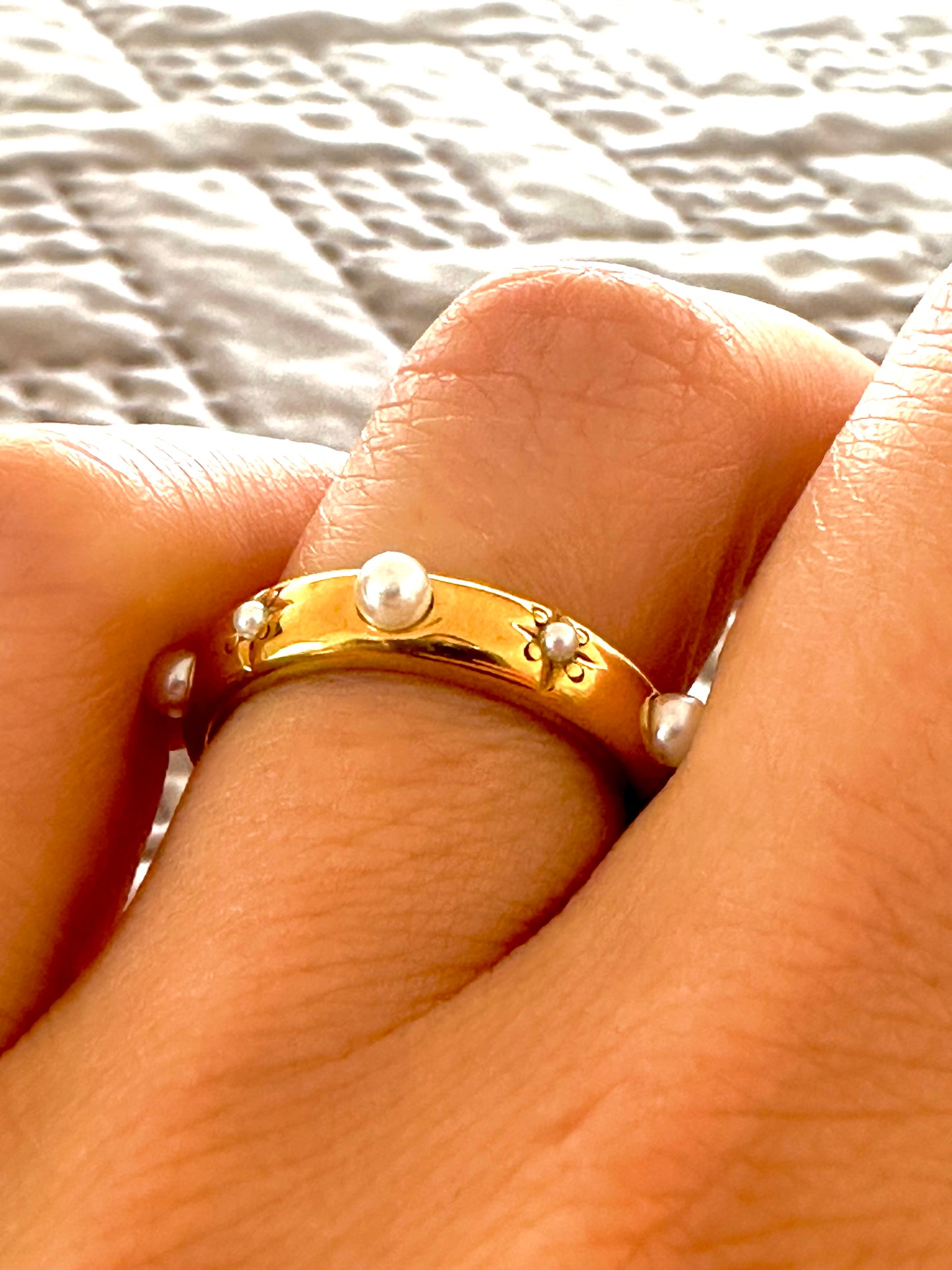 Anillo Estrellas con Perlas