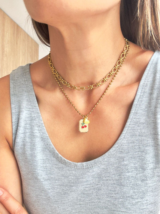 Pack: Collar Cherry + Cadena Óvalo Chico twist