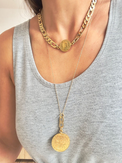 Pack: Choker Moneda Chica + Collar Dos Monedas Sencillo Largo