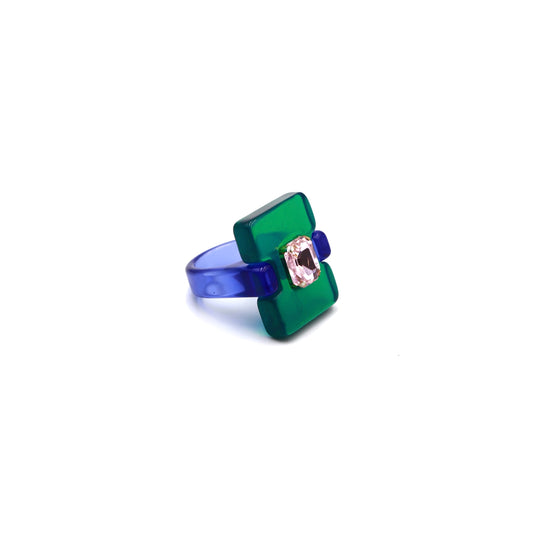 Anillo Rectángulo Verde