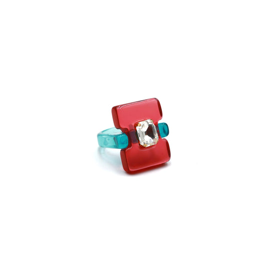 Anillo Rectángulo Rojo